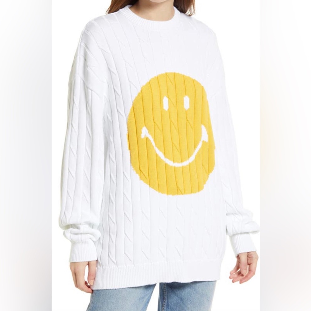 Oversized Joshua’s Unisex Smile Cable Knit Sweatshirt XS